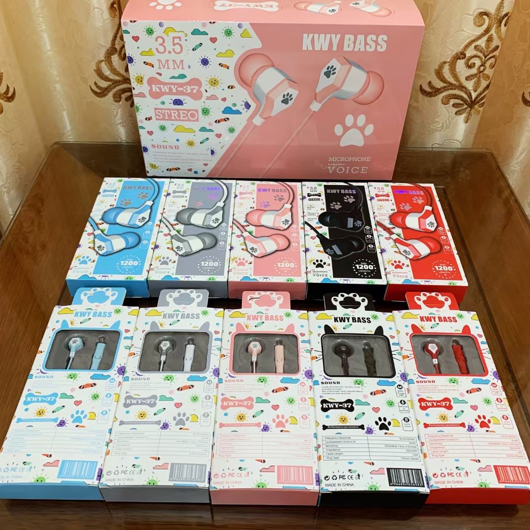 Guangdong Sogo brand headphones, KWY-37 headphones, mobile phone headphones, headphones with labels, ear tips, ear labels details Picture