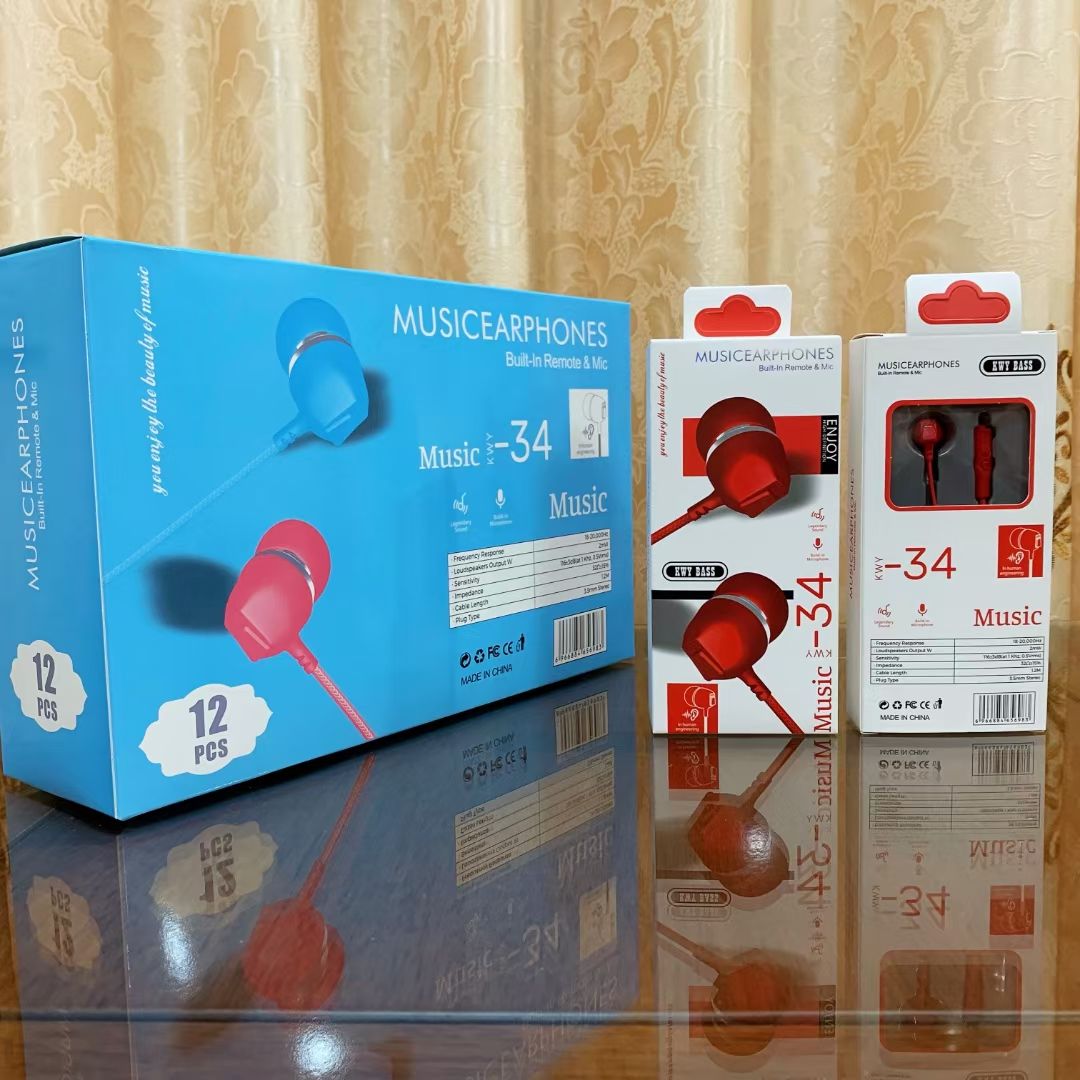 Guangdong Sogo brand headphones, KWY-34 headphones, mobile phone headphones, headphones with labels, ear tips, ear labels Item Picture