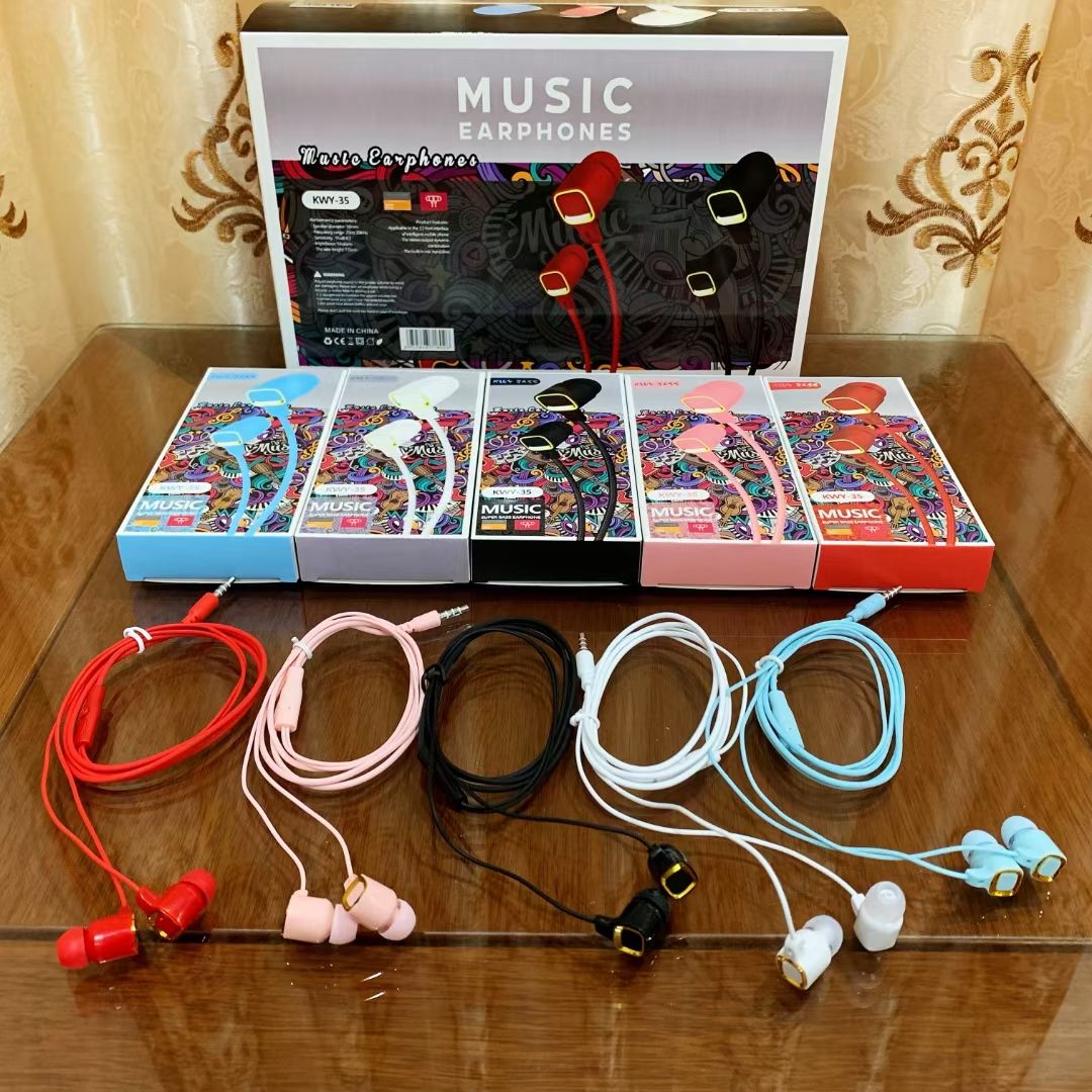Guangdong Sogo brand headphones, KWY-35 headphones, mobile phone headphones, headphones with labels, ear tips, ear labels