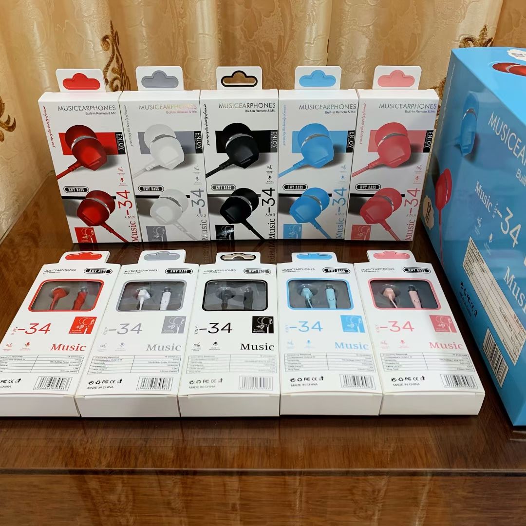 Guangdong Sogo brand headphones, KWY-34 headphones, mobile phone headphones, headphones with labels, ear tips, ear labels Specification image
