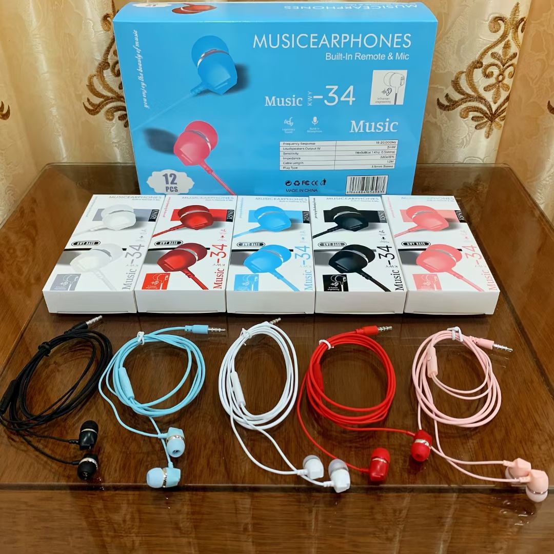 Guangdong Sogo brand headphones, KWY-34 headphones, mobile phone headphones, headphones with labels, ear tips, ear labels