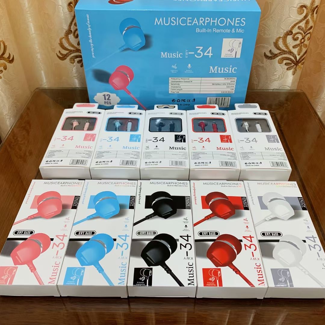 Guangdong Sogo brand headphones, KWY-34 headphones, mobile phone headphones, headphones with labels, ear tips, ear labels details Picture