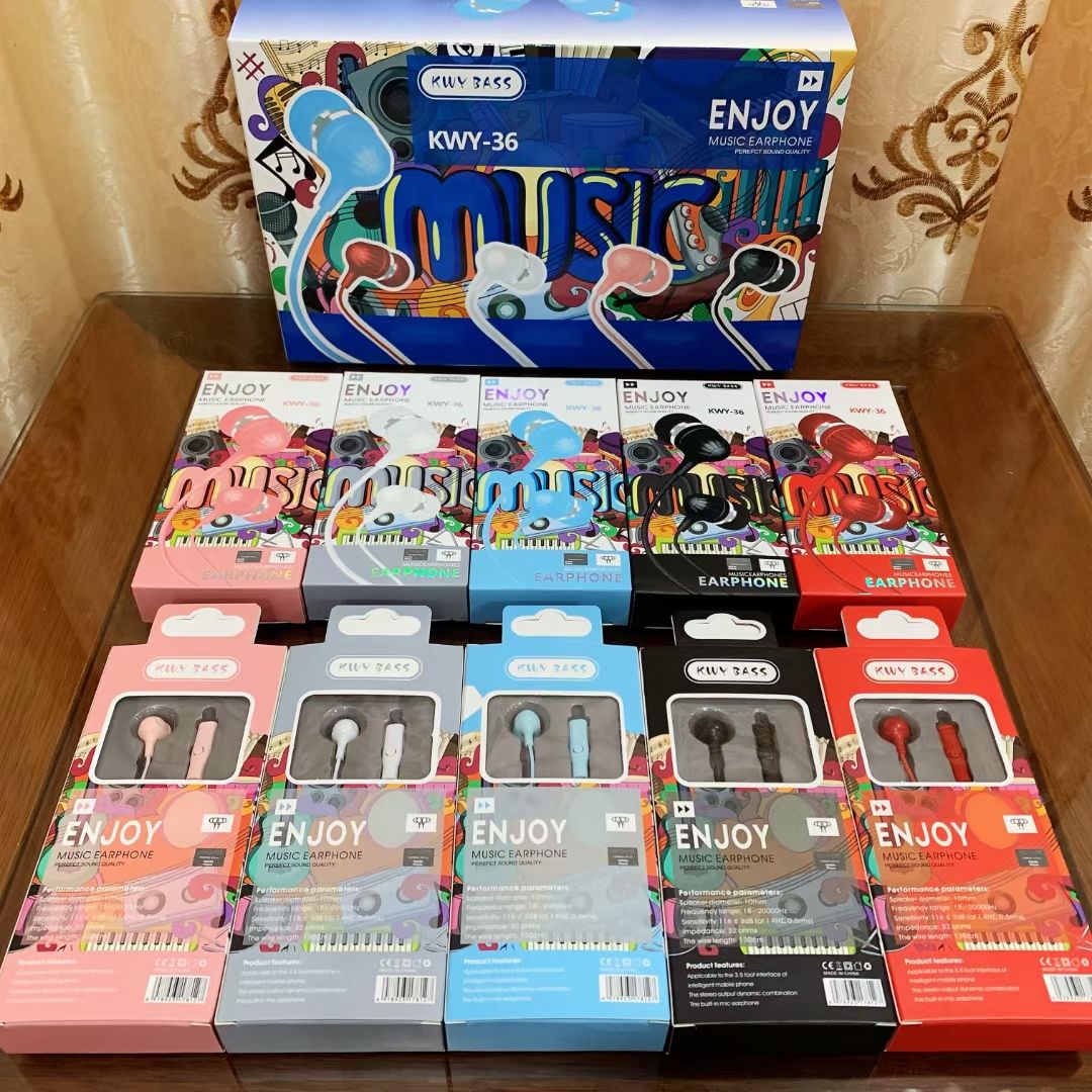 Guangdong Sogo brand headphones, KWY-36 headphones, mobile phone headphones, headphones with labels, ear tips, ear labels details Picture