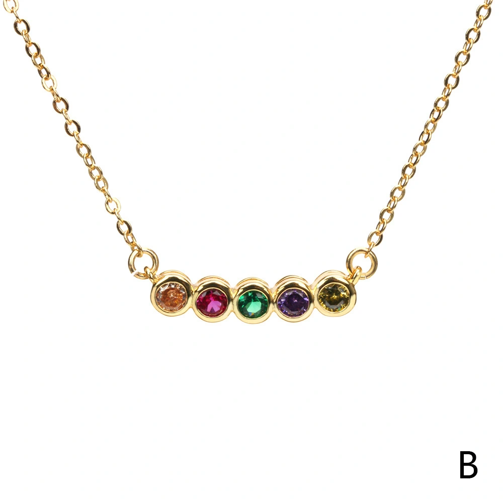 A fashionable lady's necklace features a row of slightly inlaid round zircon pendants and a collarbone chain. It is a niche design and elegant necklace accessory detail image 4