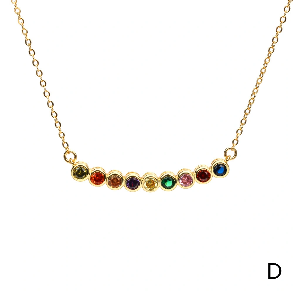 A fashionable lady's necklace features a row of slightly inlaid round zircon pendants and a collarbone chain. It is a niche design and elegant necklace accessory detail image 6