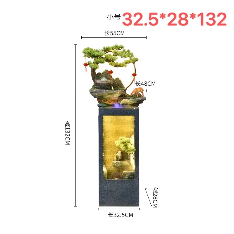 Water flow bonsai, atomized rockery, home decoration, water flow curtain wall, feng shui wheel, water ball, LED lighting, decorative design, creative decorative handicrafts Specification image