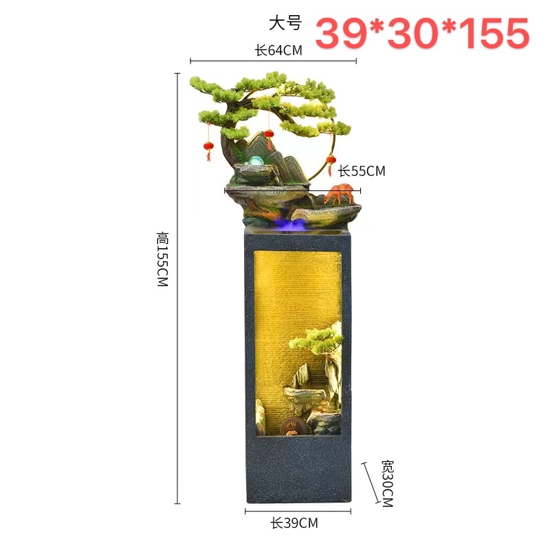 Water flow bonsai, atomized rockery, home decoration, water flow curtain wall, feng shui wheel, water ball, LED lighting, decorative design, creative decorative handicrafts details Picture