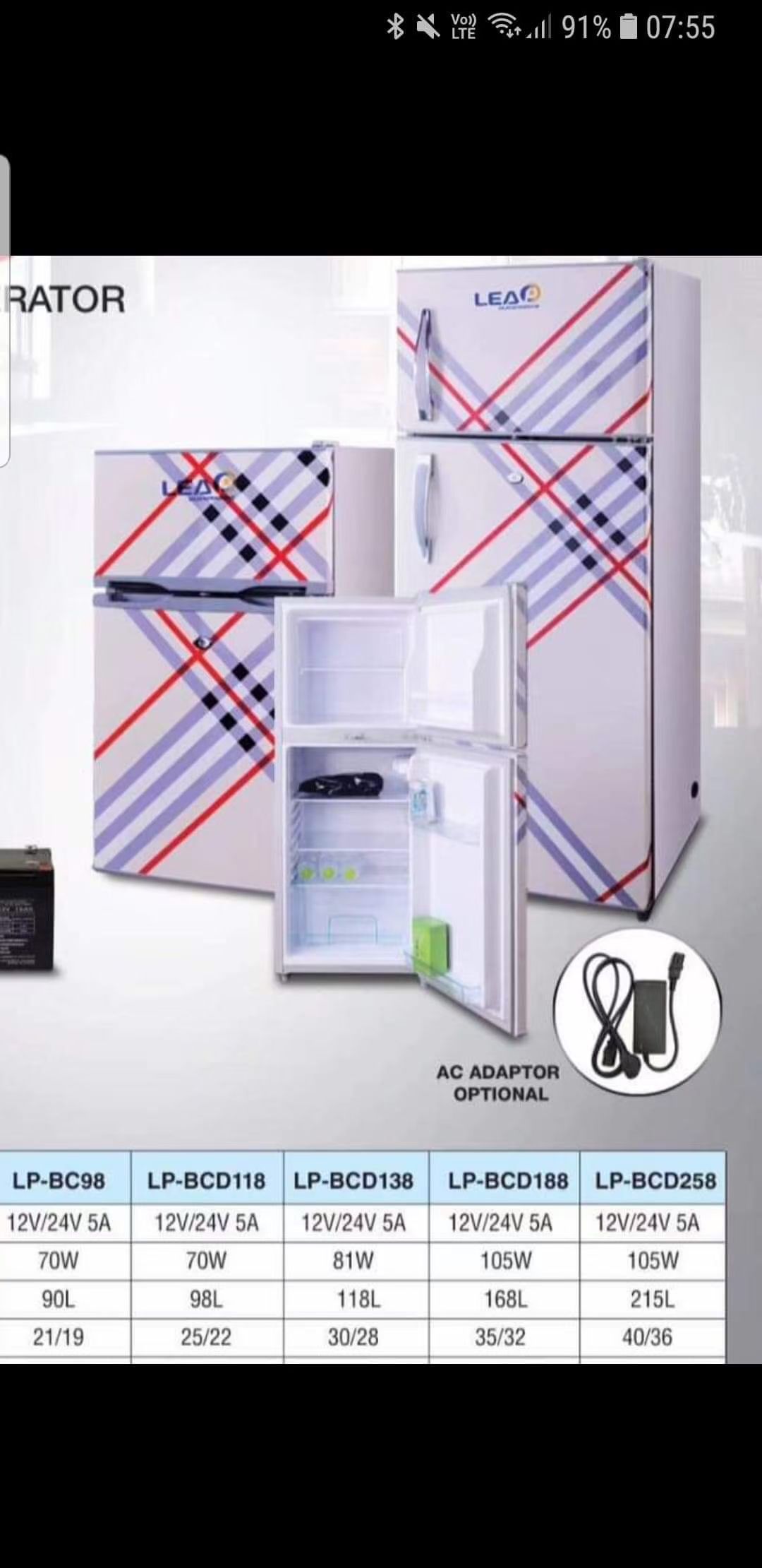 Leap Solar Fridge 90L,12V24v,Model Lp-Bcd98 undefined