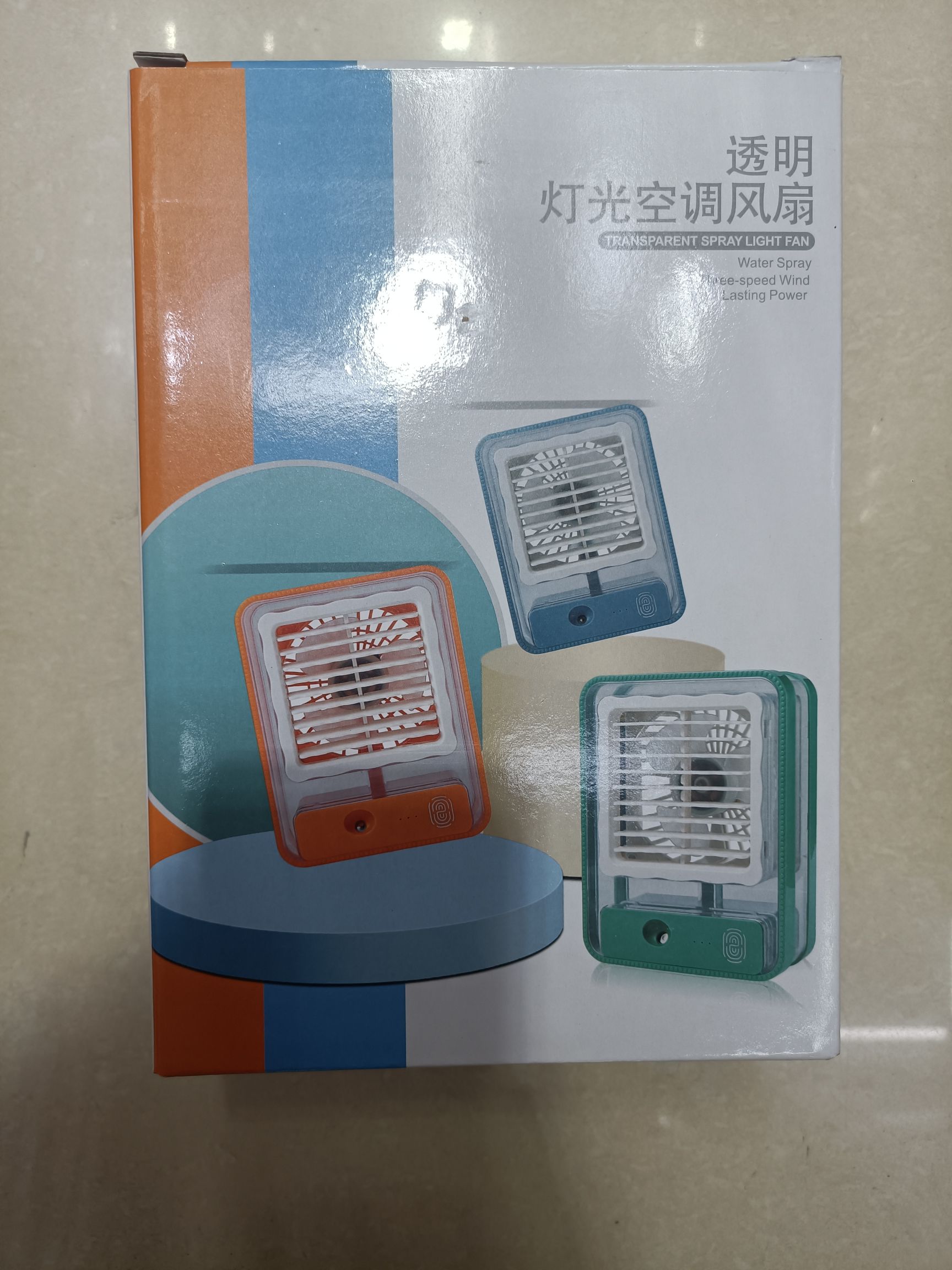 Factory direct sales of the New Year's crystal transparent air conditioner spray fan, desktop household portable USB humidifying fan detail image 10
