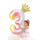 亚马逊跨境气球 40寸渐变数字皇冠气球套装 儿童周岁生日派对装饰 