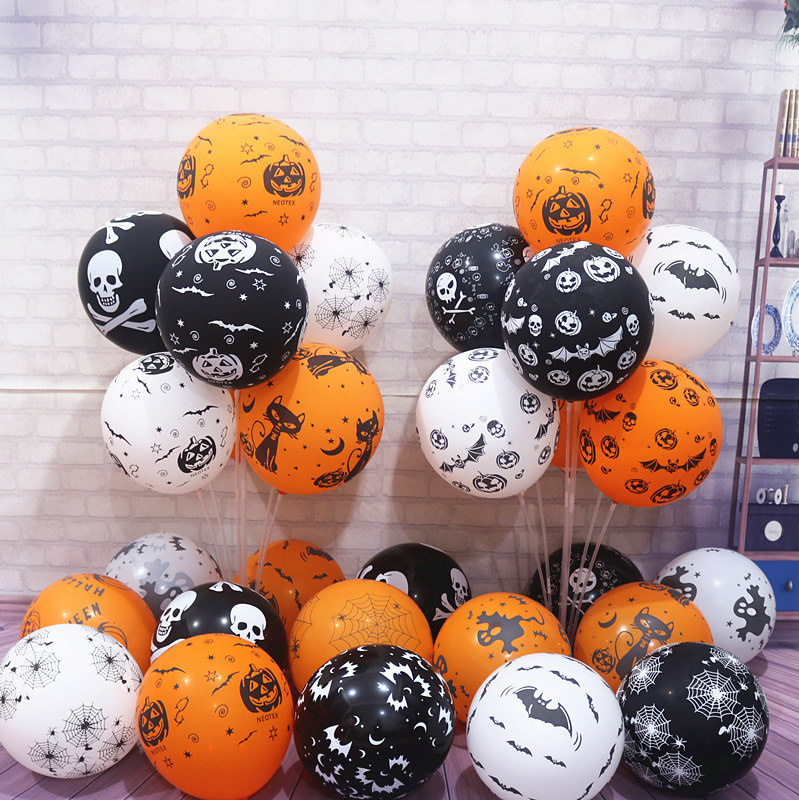 Halloween decoration balloons, Ghost Festival party, bar and ktv decoration: 12-inch thickened full-printed 2.8-gram latex balloons details Picture