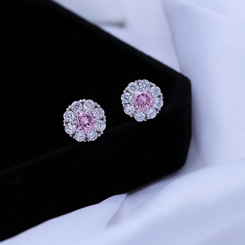 s925 Silver Needle Douyin women's Zircon geometric earrings with rotating stud earrings detail image 7