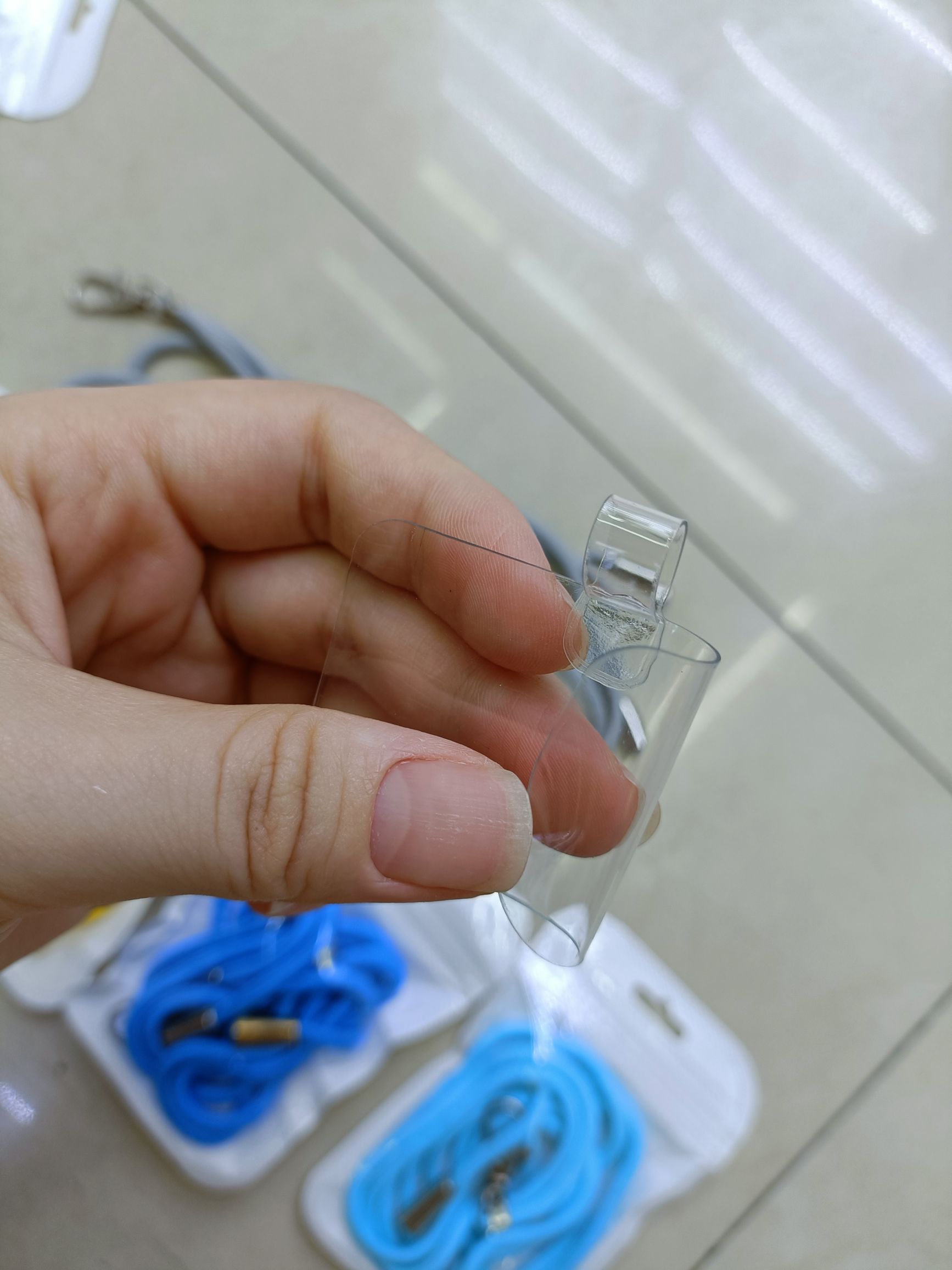 Single transparent soft sheet gasket for mobile phone lanyard details Picture