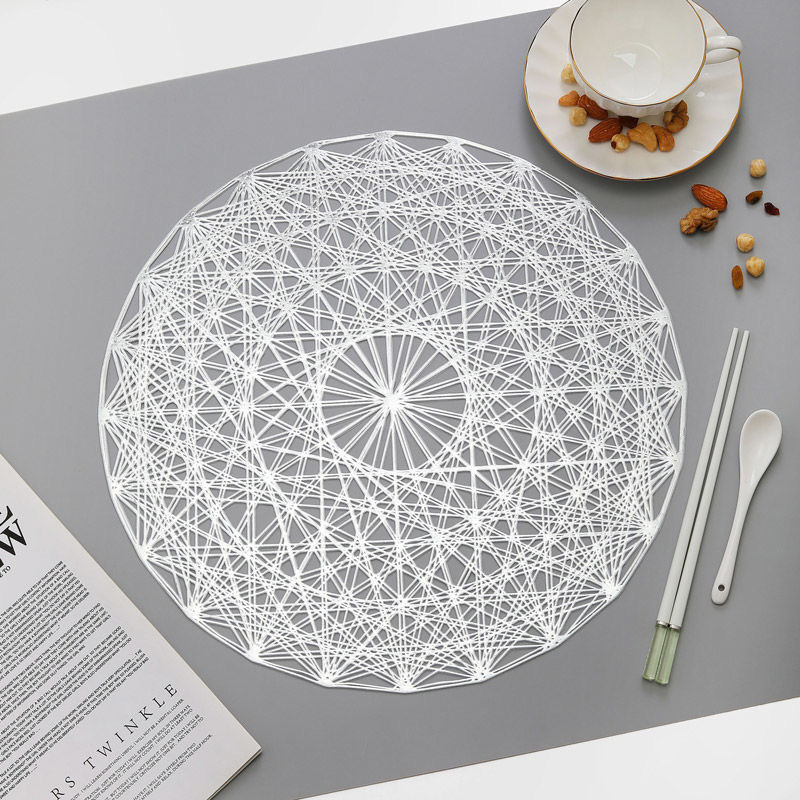 Six 笀 star heat-resistant table mat, PVC heat-insulating table mat, round household anti-slip placemat, oil-resistant Western placemat, high-end details Picture