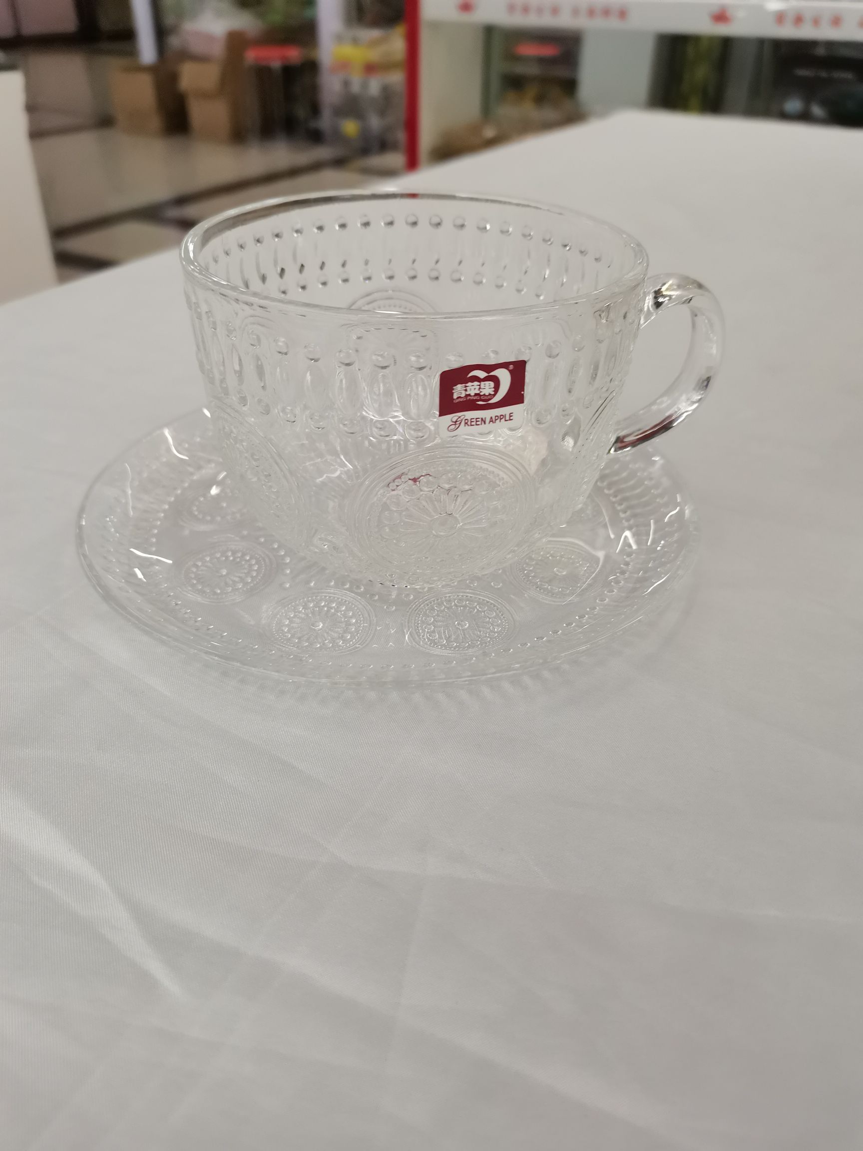 ins北欧无铅玻璃杯茶杯水杯欧式咖啡牛奶杯带把手大容量燕麦杯碟套装