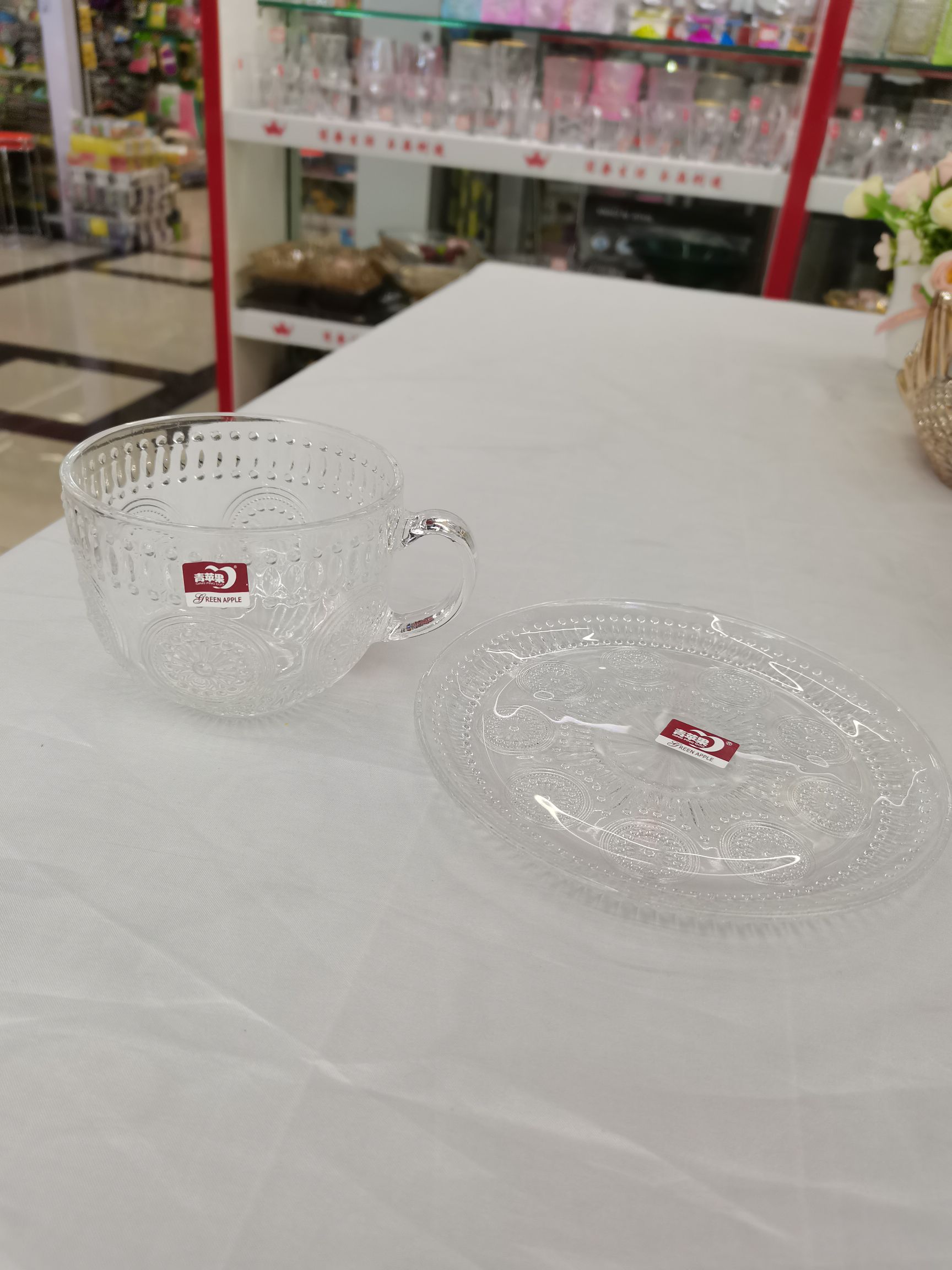 ins北欧无铅玻璃杯茶杯水杯欧式咖啡牛奶杯带把手大容量燕麦杯碟套装详情图3