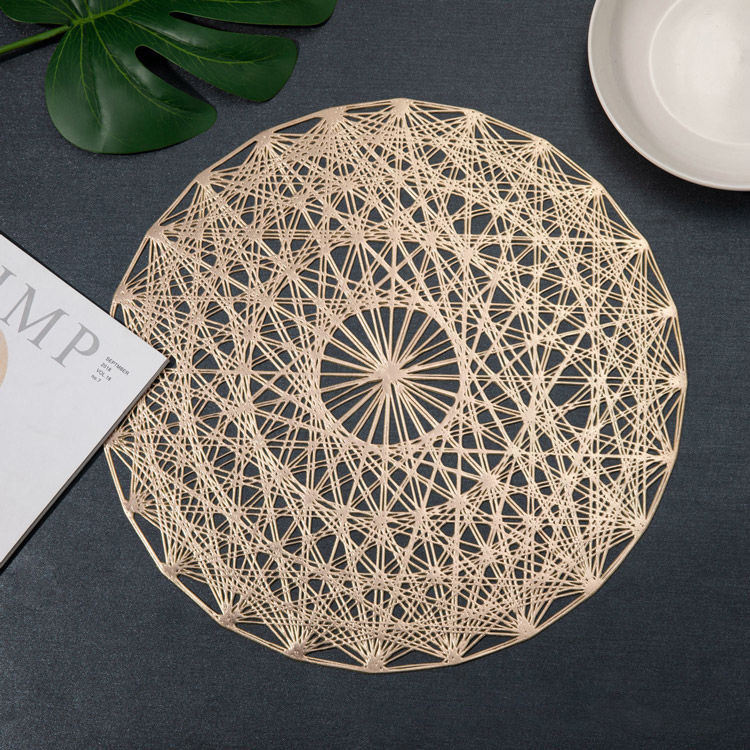 Six 笀 star heat-resistant table mat, PVC heat-insulating table mat, round household anti-slip placemat, oil-resistant Western placemat, high-end Specification image
