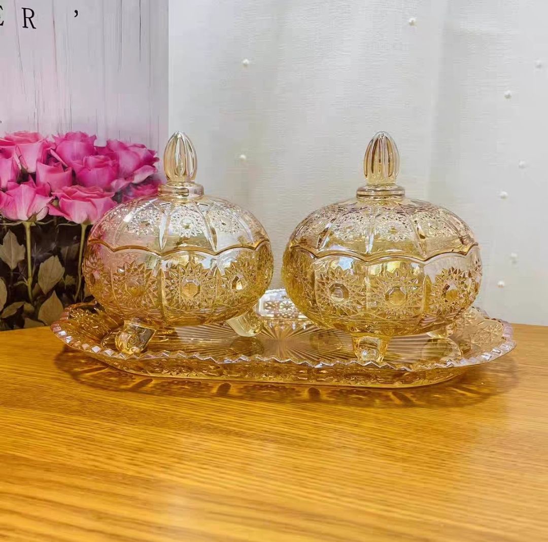 欧式储物罐浮雕玻璃糖果罐首饰罐果酱零食罐小杂物收纳罐子糖缸