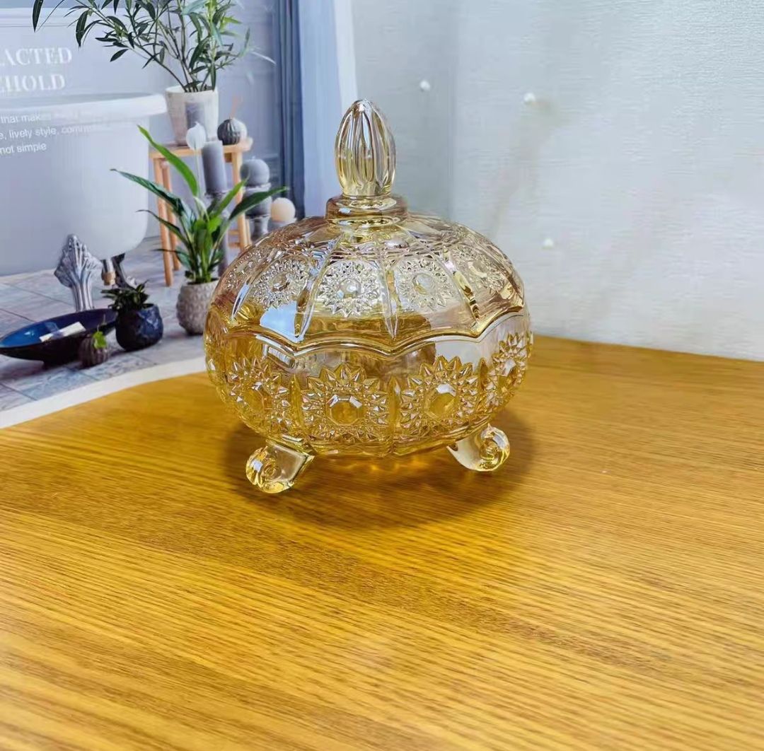 欧式储物罐浮雕玻璃糖果罐首饰罐果酱零食罐小杂物收纳罐子糖缸详情图6