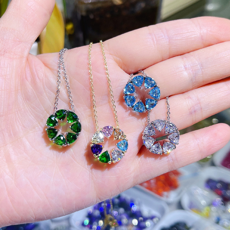 Rainbow Pendant Series AAA Zircon crystal inlaid from the original factory, simple yet elegant gold-plated colored zirconium