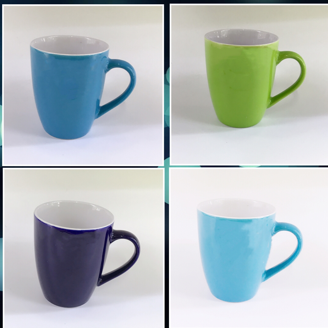 There are 72 drum-shaped colored glazed cups in each piece