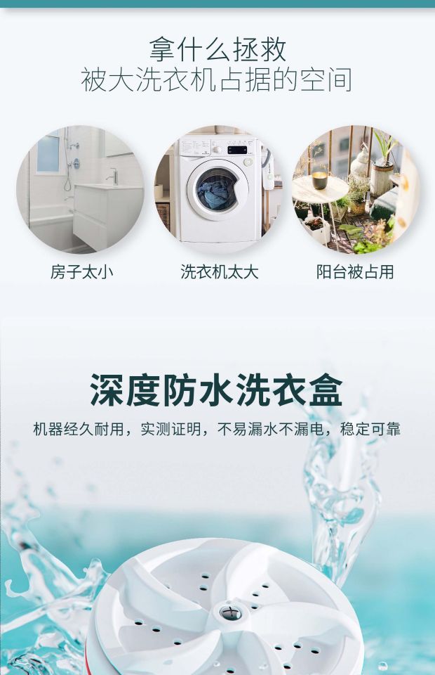 Ultrasonic folding turbine washing machine, portable small socks and underwear, lazy people in dormitories, mini laundry wonder for business trips detail image 4