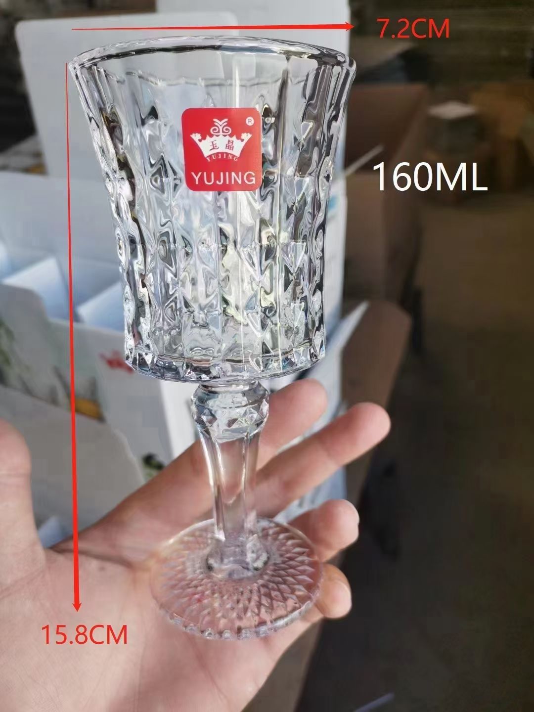 YJSK-3207   小众ins法式透明高脚杯高颜值香槟杯红酒杯果汁杯欧式浮雕玻璃杯详情图4