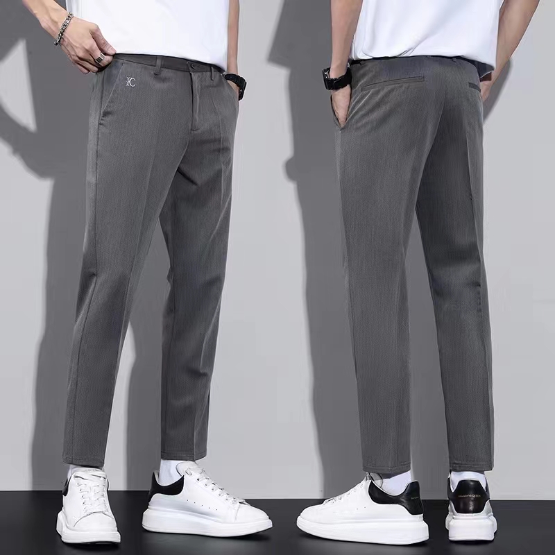 男士西装裤子外穿韩版潮流夏季薄款9九分西裤直筒西装休闲裤男8分详情图9