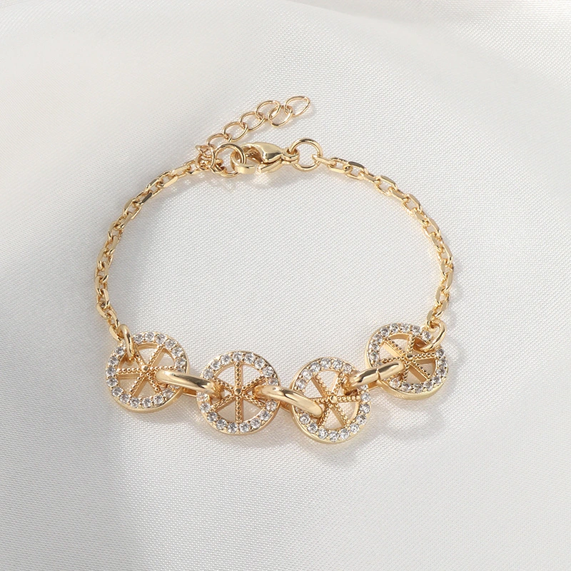Cross-border geometric 8-shaped chain bracelet, personalized and fashionable hip-hop style, suitable for both men and women, golden full diamond bracelet detail image 4