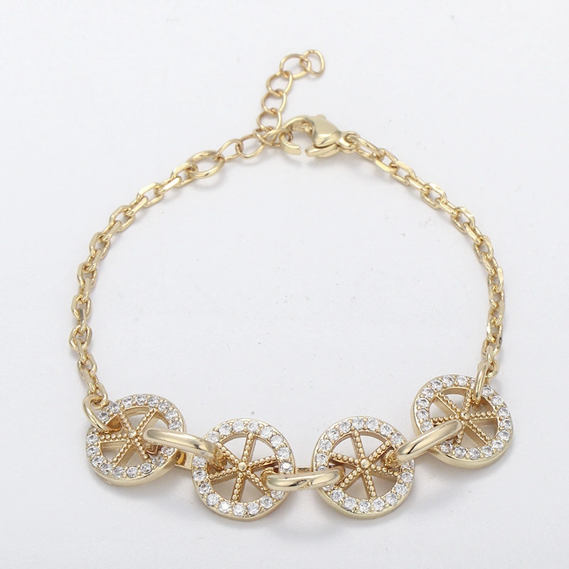 Cross-border geometric 8-shaped chain bracelet, personalized and fashionable hip-hop style, suitable for both men and women, golden full diamond bracelet detail image 6