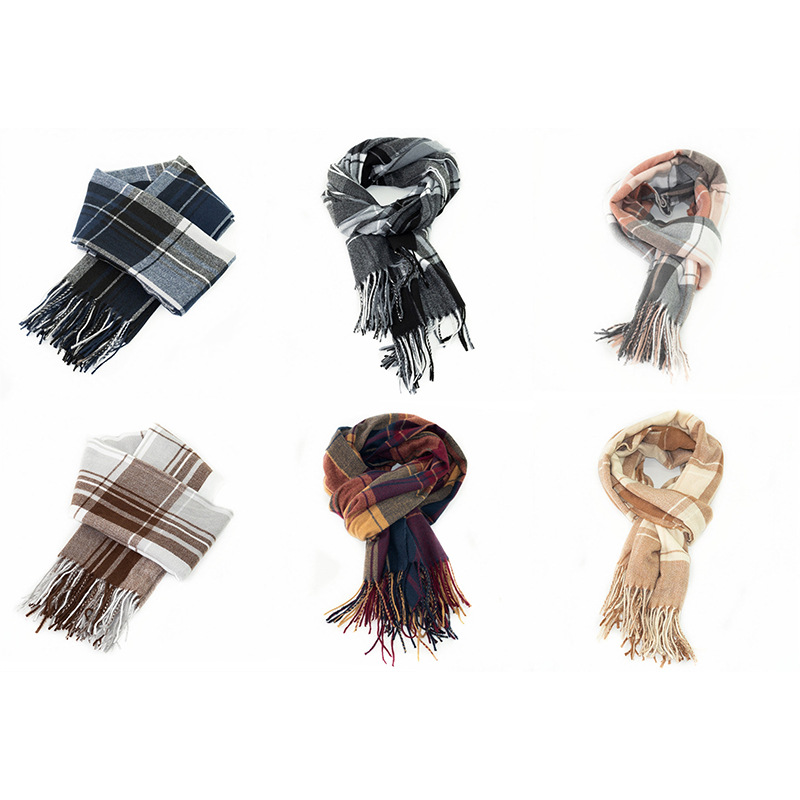 Japan And South Korea Fashion Autumn Winter 2022 New Classic Plaid Scarf Imitation Cashmere Scarf Shawl Warm And Thick Multi-Purpose Scarf undefined
