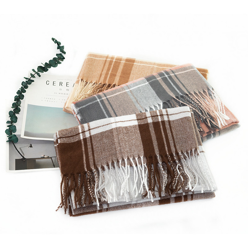 Japan And South Korea Fashion Autumn Winter 2022 New Classic Plaid Scarf Imitation Cashmere Scarf Shawl Warm And Thick Multi-Purpose Scarf full figure