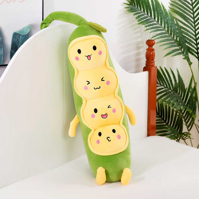No. 1 Pea Cartoon, pea plush toy, long throw pillow, creative pea pod doll, gift for girls sleeping on the bed Specification image