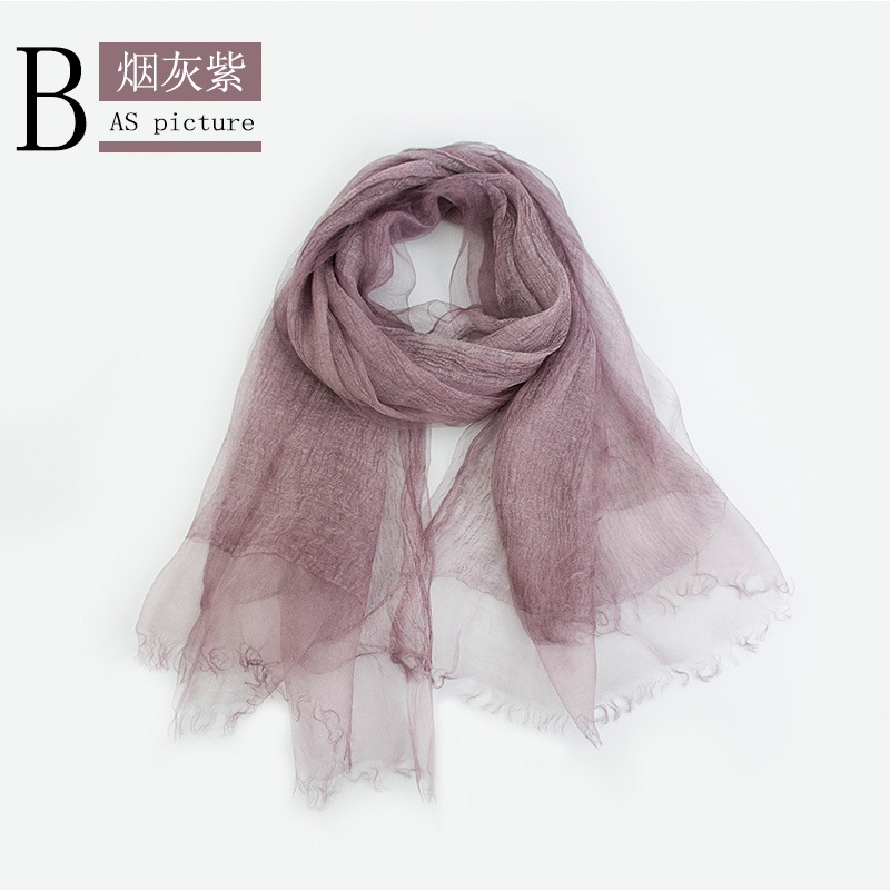 Spring/Summer Thin Silk Scarf Retro Fold Solid Color Silk Scarf Soft Breathable Double Decorative Cape undefined