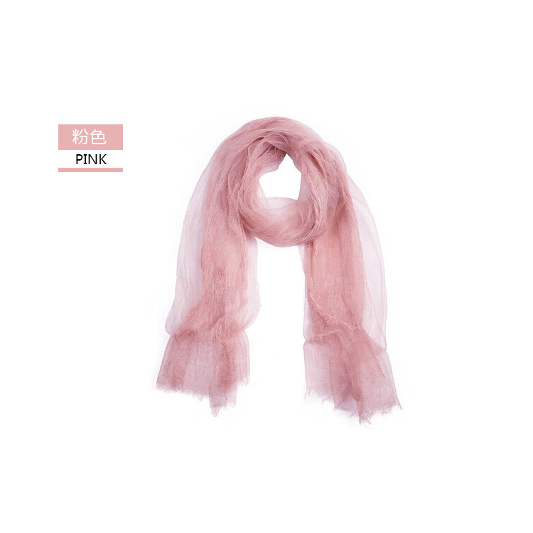 Spring/Summer Thin Silk Scarf Retro Fold Solid Color Silk Scarf Soft Breathable Double Decorative Cape undefined
