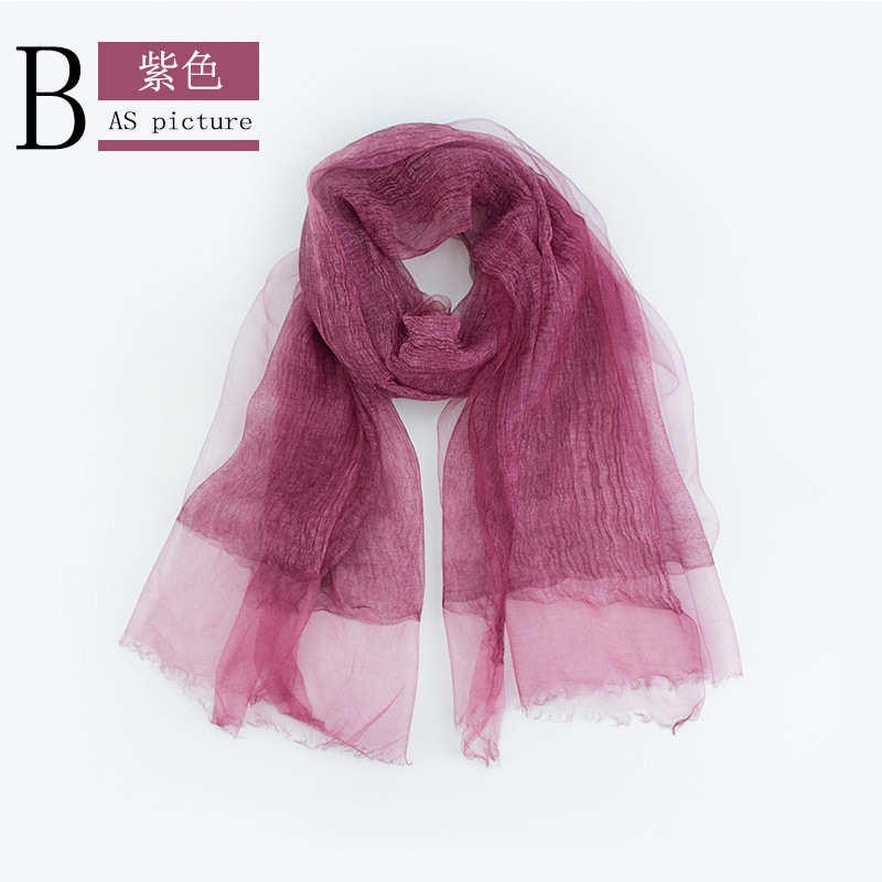 Spring/Summer Thin Silk Scarf Retro Fold Solid Color Silk Scarf Soft Breathable Double Decorative Cape Application Scenario