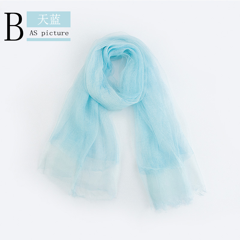 Spring/Summer Thin Silk Scarf Retro Fold Solid Color Silk Scarf Soft Breathable Double Decorative Cape undefined