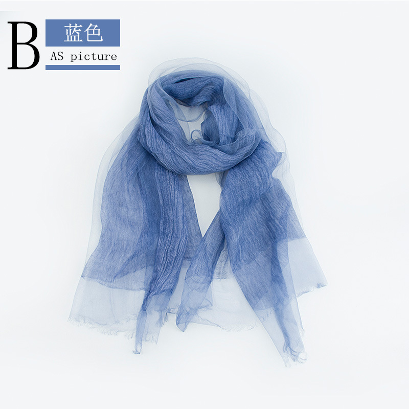 Spring/Summer Thin Silk Scarf Retro Fold Solid Color Silk Scarf Soft Breathable Double Decorative Cape Specification drawing