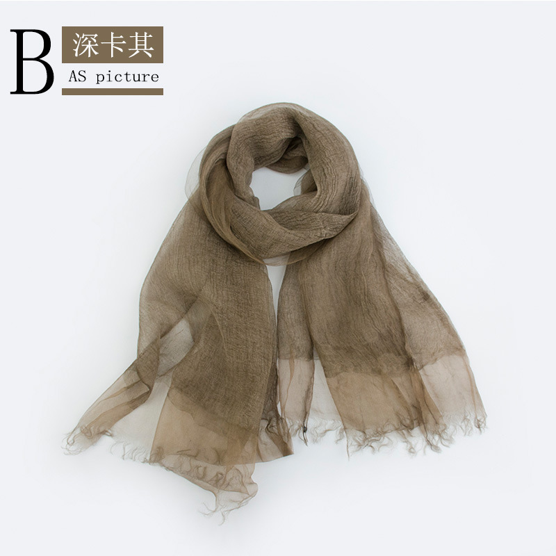 Spring/Summer Thin Silk Scarf Retro Fold Solid Color Silk Scarf Soft Breathable Double Decorative Cape undefined