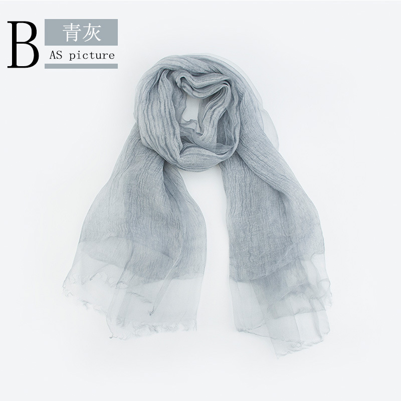Spring/Summer Thin Silk Scarf Retro Fold Solid Color Silk Scarf Soft Breathable Double Decorative Cape undefined