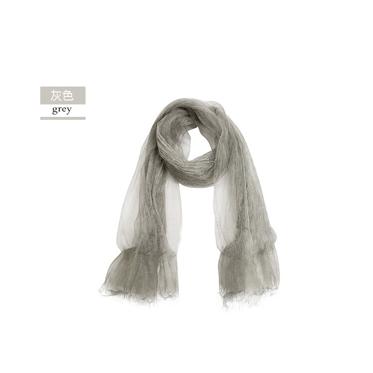Spring/Summer Thin Silk Scarf Retro Fold Solid Color Silk Scarf Soft Breathable Double Decorative Cape undefined