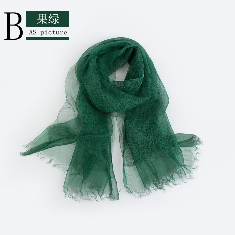 Spring/Summer Thin Silk Scarf Retro Fold Solid Color Silk Scarf Soft Breathable Double Decorative Cape details Picture