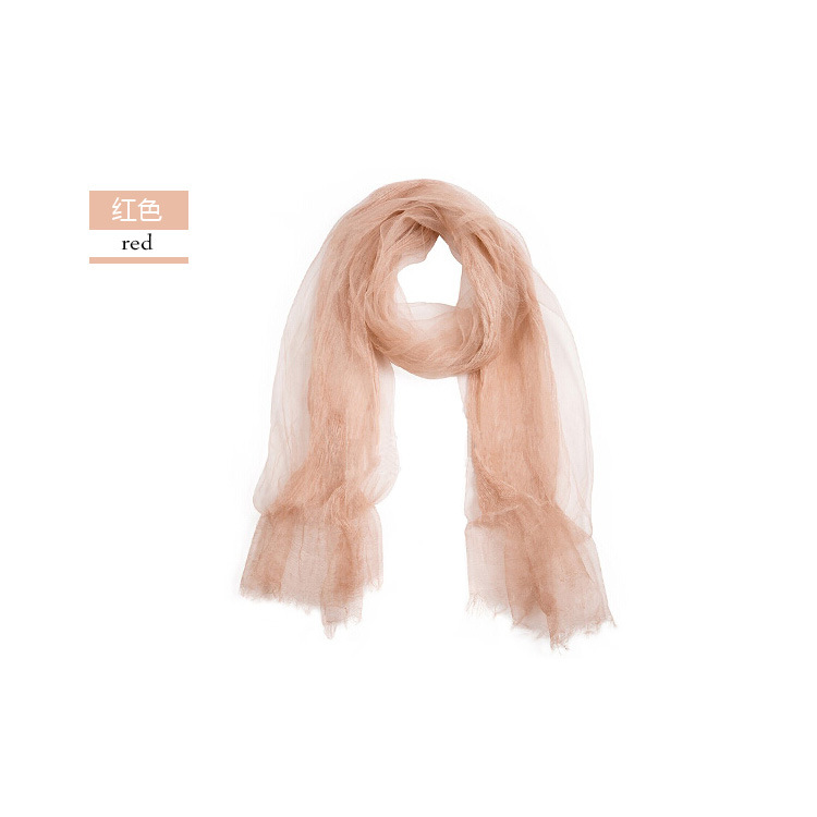 Spring/Summer Thin Silk Scarf Retro Fold Solid Color Silk Scarf Soft Breathable Double Decorative Cape undefined