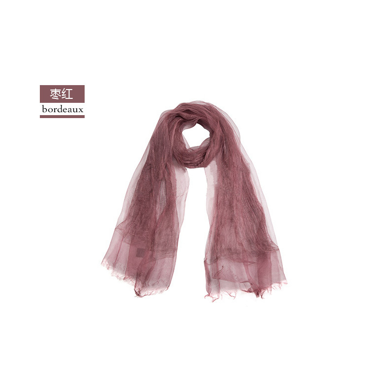 Spring/Summer Thin Silk Scarf Retro Fold Solid Color Silk Scarf Soft Breathable Double Decorative Cape undefined
