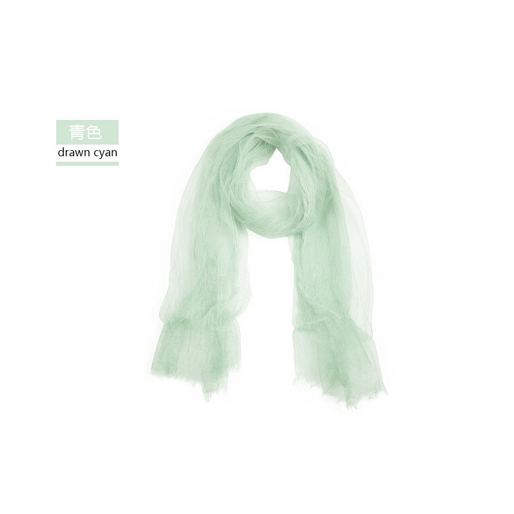 Spring/Summer Thin Silk Scarf Retro Fold Solid Color Silk Scarf Soft Breathable Double Decorative Cape undefined