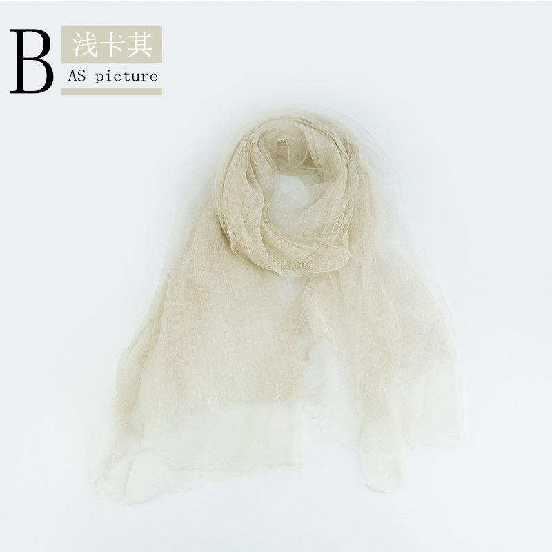 Spring/Summer Thin Silk Scarf Retro Fold Solid Color Silk Scarf Soft Breathable Double Decorative Cape Item Picture