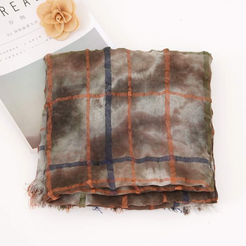 Korean Plaid Scarf Women Spring And Autumn Thin Cotton Fringed Scarf New Warm Cotton Scarf For Women Application Scenario