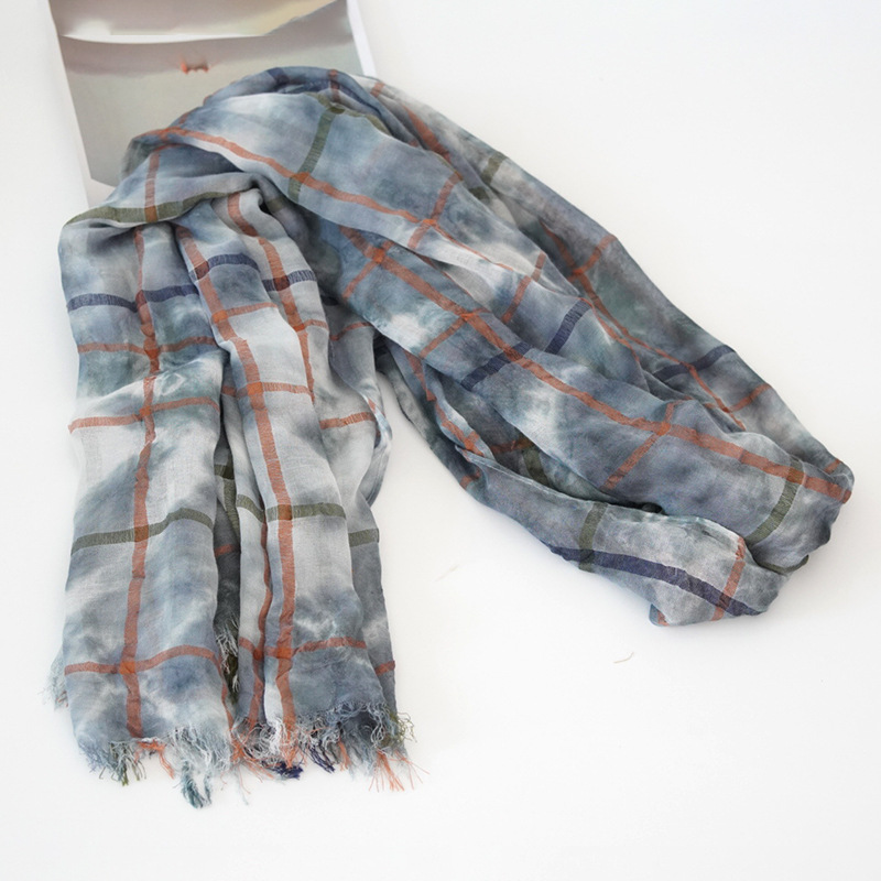 Korean Plaid Scarf Women Spring And Autumn Thin Cotton Fringed Scarf New Warm Cotton Scarf For Women details Picture