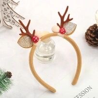 圣诞装饰耳朵头箍头扣蘑菇绒鹿角头扣节日演出派对装扮道具儿童礼物4图