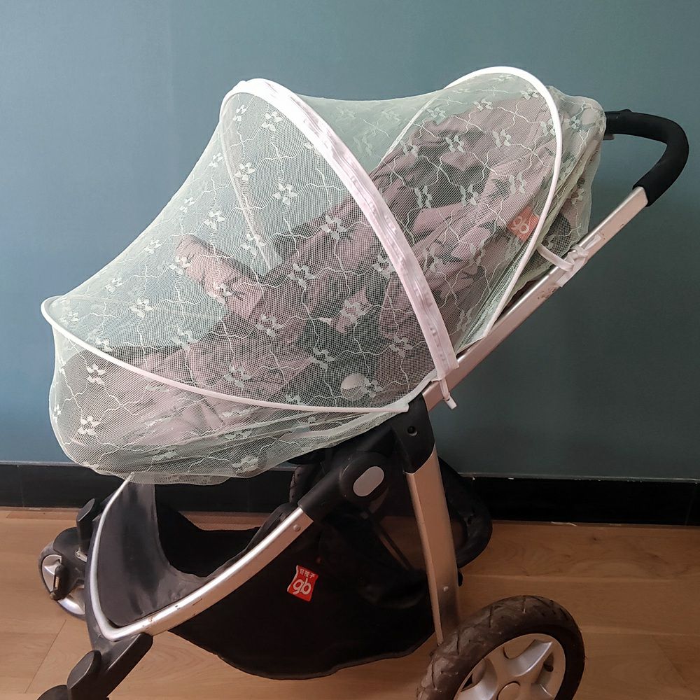 婴儿车蚊帐提花支撑拉链全罩式手推车蚊帐罩童车提花蚊帐零售批发详情2